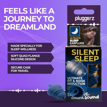 Pluggerz Silent Sleep štuple do uší, opakovane použiteľné silikónové štuple do uší s filtrom s