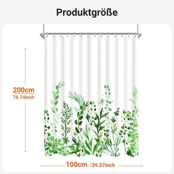 Sprchový záves Lerores 100x200 cm s kvetinovým vzorom, závažím lemovaný, protiplesňový textil,