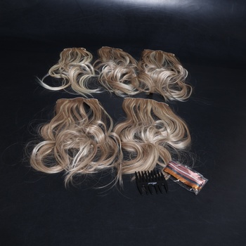 BARSDAR Clip-in predlžovanie vlasov, 50 cm vlnité clip-in predlžovanie vlasov blond pre ženy 5 ks