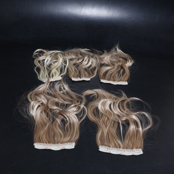 BARSDAR Clip-in predlžovanie vlasov, 50 cm vlnité clip-in predlžovanie vlasov blond pre ženy 5 ks