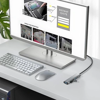 Rozbočovač USB 3.0, ultratenký 5portový adaptér USB-A, víceportový rozbočovač s napájecím zdrojem