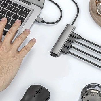 Rozbočovač USB 3.0, ultratenký 5portový adaptér USB-A, víceportový rozbočovač s napájecím zdrojem