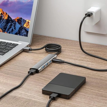 Rozbočovač USB 3.0, ultratenký 5portový adaptér USB-A, víceportový rozbočovač s napájecím zdrojem