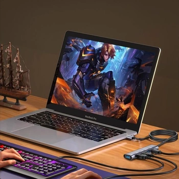 Rozbočovač USB 3.0, ultratenký 5portový adaptér USB-A, víceportový rozbočovač s napájecím zdrojem
