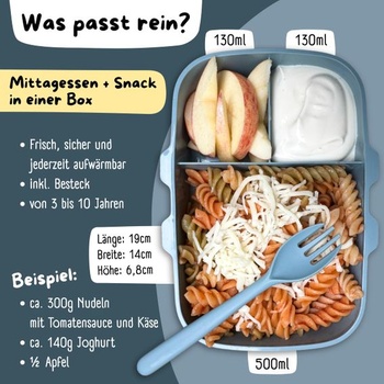Detský obedový box BEARFOOT s priehradkami, nepriepustný box (modrý)