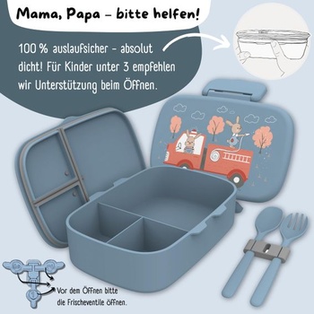 Detský obedový box BEARFOOT s priehradkami, nepriepustný box (modrý)