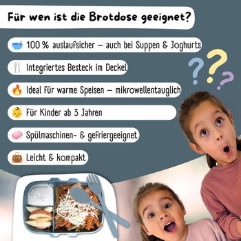 Detský obedový box BEARFOOT s priehradkami, nepriepustný box (modrý)