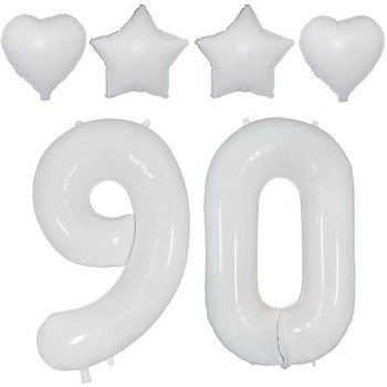 2 biele balóniky číslo 90, biely balónik číslo 90 s priemerom 40