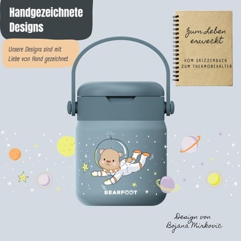 Detská termoska BEARFOOT z nerezovej ocele 500ml (Astro Bear - modrá) Astro Bear - modrá 500ml