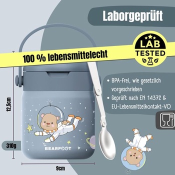 Detská termoska BEARFOOT z nerezovej ocele 500ml (Astro Bear - modrá) Astro Bear - modrá 500ml