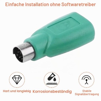 Adaptér PS/2 na USB A (samec/samica) pre PS/2 jack na USB A pre myš a klávesnicu, 4 kusy