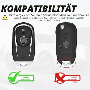 Pouzdro na klíče pro Opel Vauxhall Astra K, Insignia B, Corsa Adam, bílá, stříbrná, 2 tlačítka