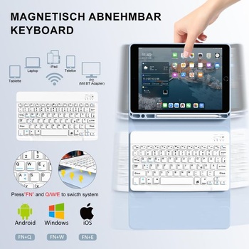 Pouzdro s klávesnicí pro iPad 10,2 palce 9./8./7. generace QWERTZ, modré