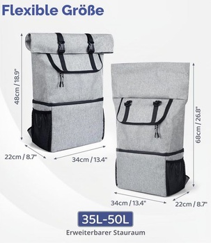 DEWUR Thermo Backpack 35L Veľký chladiaci batoh, 2 v 1 Dvojkomorová izolovaná chladiaca taška,