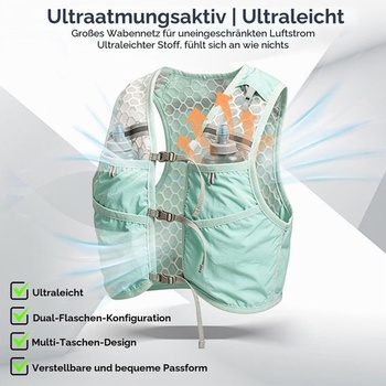 Ultraľahká bežecká hydratačná vesta, 145 g, dámska bežecká vesta s 500ml fliaš a 4režimovým LED