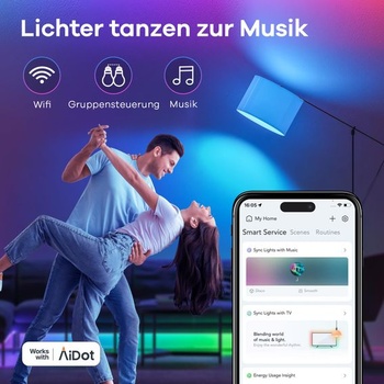 Chytrá RGBTW žárovka Linkind Matter, E27 lampa s Alexou, 45 scén a synchronizace hudby, 16 milionů