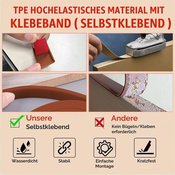 Flintronic samolepicí flexibilní soklová lišta ve tvaru U do kuchyně a koupelny, 3000 mm x 16 mm,