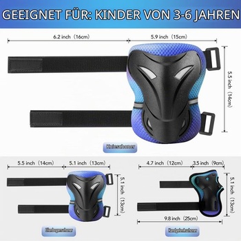 Chrániče kolen YooxArmor pro děti, sada 6 kusů, chrániče na inline brusle pro děti 3-13 let,