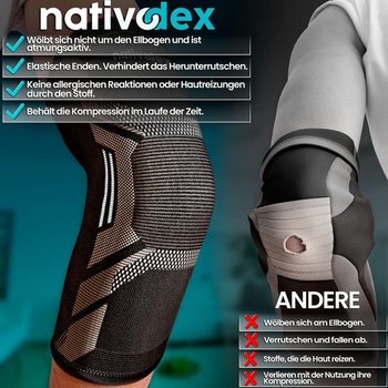 Bandáž na lakeť NativoDex, tenisový lakeť, pre mužov a ženy, golfový lakeť, biela veľkosť S