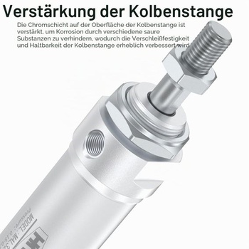 Mini pneumatický válec MAL, vrtání 20 mm, zdvih 75 mm s magnetem, dvojčinný, kompaktní kulaté tělo,