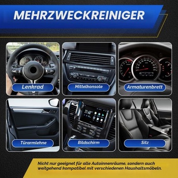 Sada čističov interiérov automobilov 500ml vrátane mikrovláknovej utierky a hubky, čistič interiérov na