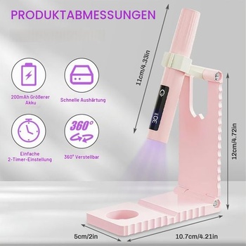 Flintronic UV lampa na gélové nechty, malá UV lampa na nechty so stojanom, prenosná, mini dobíjacia