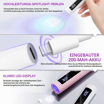 Flintronic UV lampa na gélové nechty, malá UV lampa na nechty so stojanom, prenosná, mini dobíjacia