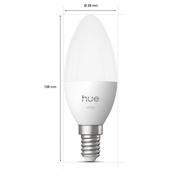 Múdra LED žiarovka Philips Hue, B39, E14, balenie 1 ks, teplé biele svetlo 2700 K, 470 lm, nízke