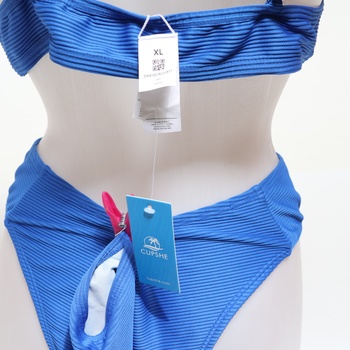 Dámsky set bikín CUPSHE s vysokým pásom, crossover korzetom, elegantný, veľkosť M, kráľovská modrá