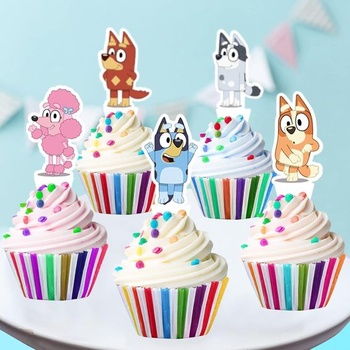 25 modrých ozdôb na muffiny so psami, ozdoby na narodeninové torty, ozdoby na torty so psami, ozdoby na