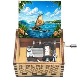 Dřevěná hudební skříňka Moana, gravírovaný dárek, ručně…