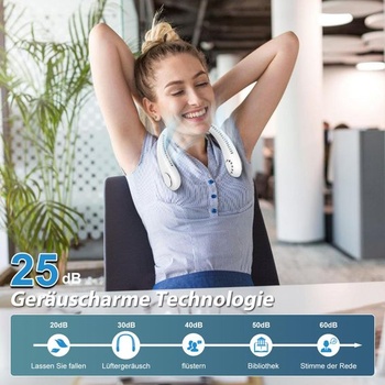 Timiyou krčný ventilátor, tichý krčný ventilátor s 360 ° prúdením vzduchu, hands-free bezlopatkový