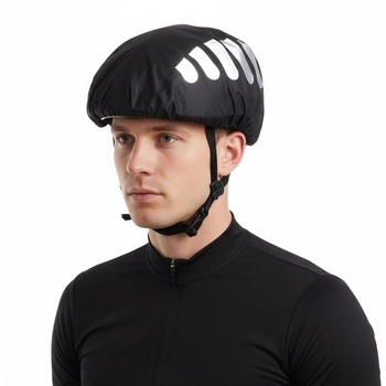 Pláštenka na cyklistické helmy, vodeodolný a vetruodolný kryt na helmu s reflexnými prvkami, priedušná