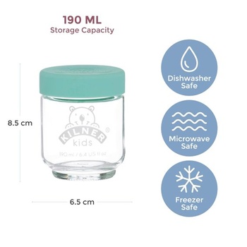 Sada detských zaváracích pohárov KILNER 6 x 190 ml, sklo so silikónovým viečkom, vhodné do umývačky