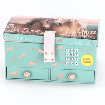 Depesche- CatLove 13612 Miss Melody-veľká tyrkysová, s motívom koňa a ružovým zlatom, šperkovnica s