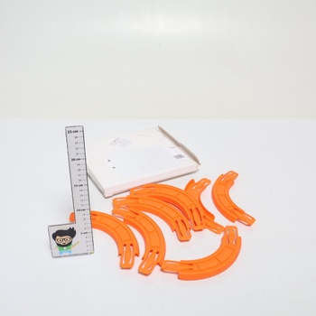 8 zakrivených dielikov dráhy kompatibilných s autíčkami Hot Wheels, ABS spojky pre závodnú dráhu,