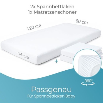 3dílná sada Comfier Sleep se 2 napínacími prostěradly 60x120 cm pro miminko, vyrobená z organické
