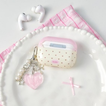 Puzdro Reownest kompatibilné s AirPods Pro 3 s čistiacou sadou, roztomilý ružový bodkovaný vzor s