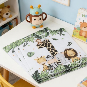 Dětské narozeninové ubrousky, ubrousky Jungle Safari k 1. narozeninám, motiv zvířátek z džungle,
