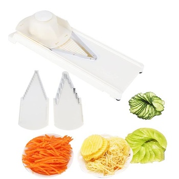 Krájač zeleniny v tvare V, čepele s 2 chráničmi ruky