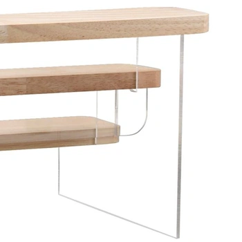 Stojan na koření SINJEUN, 2dílný, 3 patra, organizér do kuchyňské linky o průměru 30 cm, dřevěný a