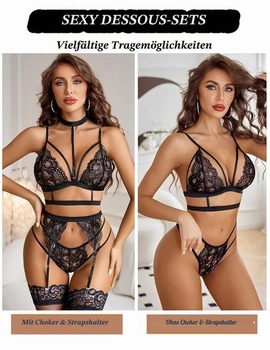 Dámské spodní prádlo Avidlove, sexy 3dílná sada spodního prádla, krajkové prádlo, velikost M, černé