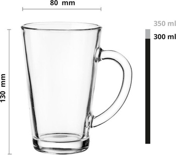 Glasmark KROSNO 1992 Sada sklenic na kávu, čaj, sklenice s uchem, 6 kusů, 300 ml, káva, čaj, latte,