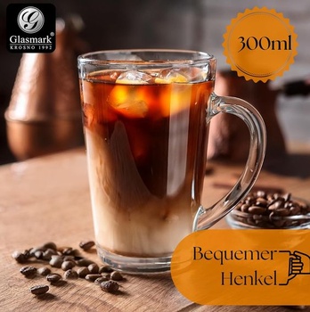 Glasmark KROSNO 1992 Sada sklenic na kávu, čaj, sklenice s uchem, 6 kusů, 300 ml, káva, čaj, latte,
