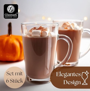Glasmark KROSNO 1992 Sada sklenic na kávu, čaj, sklenice s uchem, 6 kusů, 300 ml, káva, čaj, latte,