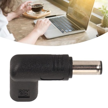 Nabíjecí adaptér USB-C samice na 6,0 mm x 3,7 mm samec, úhlový závit 90 stupňů, rychlé nabíjení PD