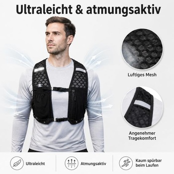 Běžecká vesta Carlu pro muže a ženy s 500ml měkkou lahví ZDARMA – Nastavitelná hydratační vesta a