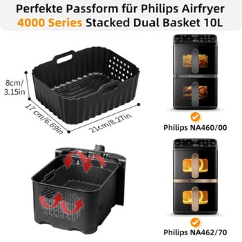 Silikonová forma, příslušenství k horkovzdušné fritéze pro Philips Airfryer řady 4000 Stacked Dual