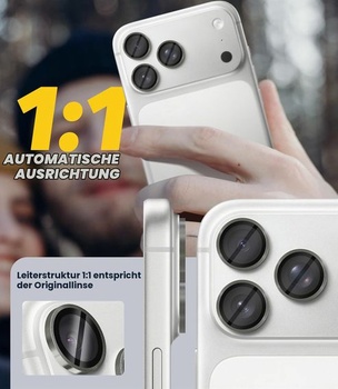 Súprava 2 chráničov fotoaparátu kompatibilná s iPhone 17 Pro/16/15/14 Pro/Pro Max strieborná 2× iPhone 17