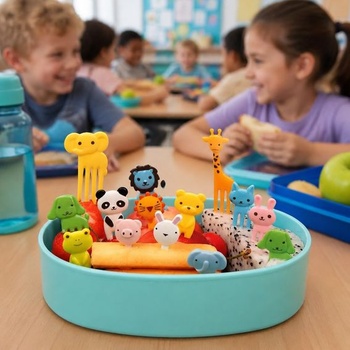 55 KS vidličiek na ovocie, detské bento boxy, príslušenstvo, špízy, zvieratká, špajle na jedlo,